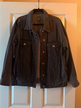 wild fable Women's Black Oversized Denim Jacket